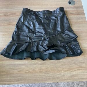 Black Forever 21 leather skirt with ruffles at the bottom